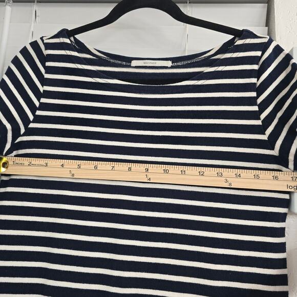 Macphee Japanese Nautical Striped Dress Navy White S Coastal Resort Minimalist - Picture 6 of 11